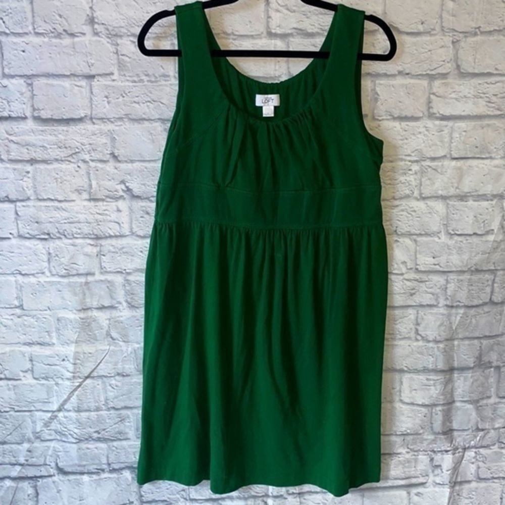 Ann Taylor LOFT Sleeveless Stretch Y2K Hunter Green Casual Coastal Summer Dress